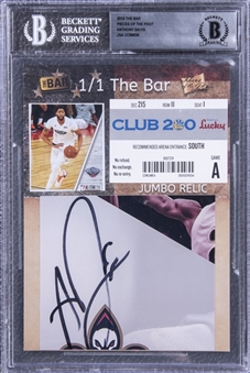 2019 The Bar Pieces of the Past Anthony Davis (1/1) Jumbo Relic (JSA game day ticket)